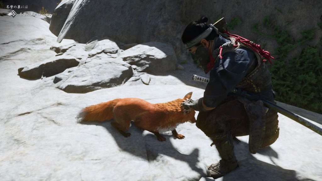 案内してくれた狐をわしゃわしゃする堺井仁