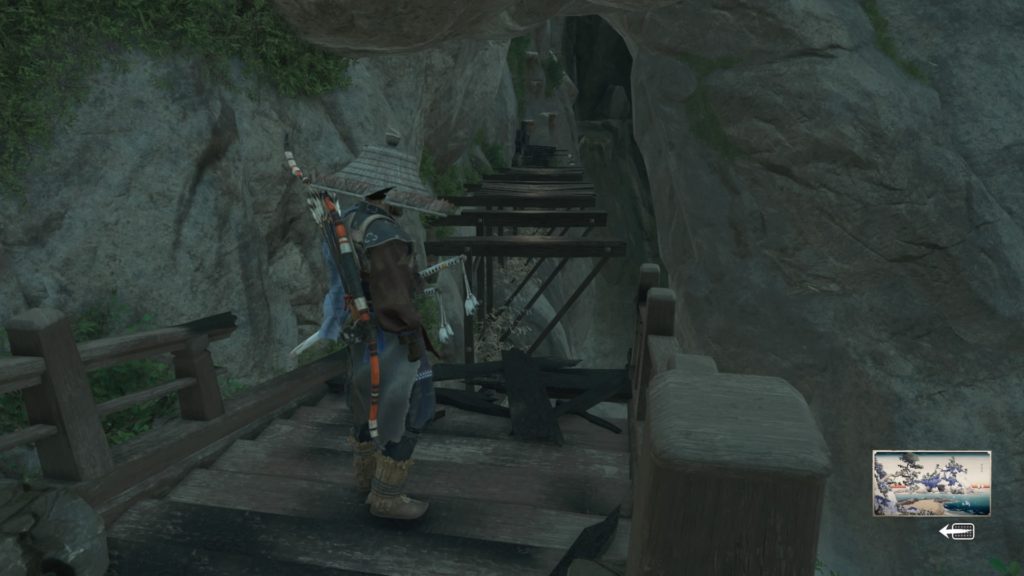 ゴーストオブツシマ　連岩神社　焼け落ちた橋