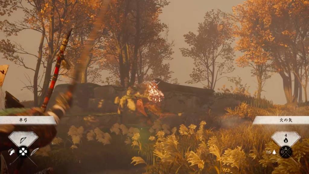 ゴーストオブツシマ 覚悟と夢と 石川先生の背後から火矢