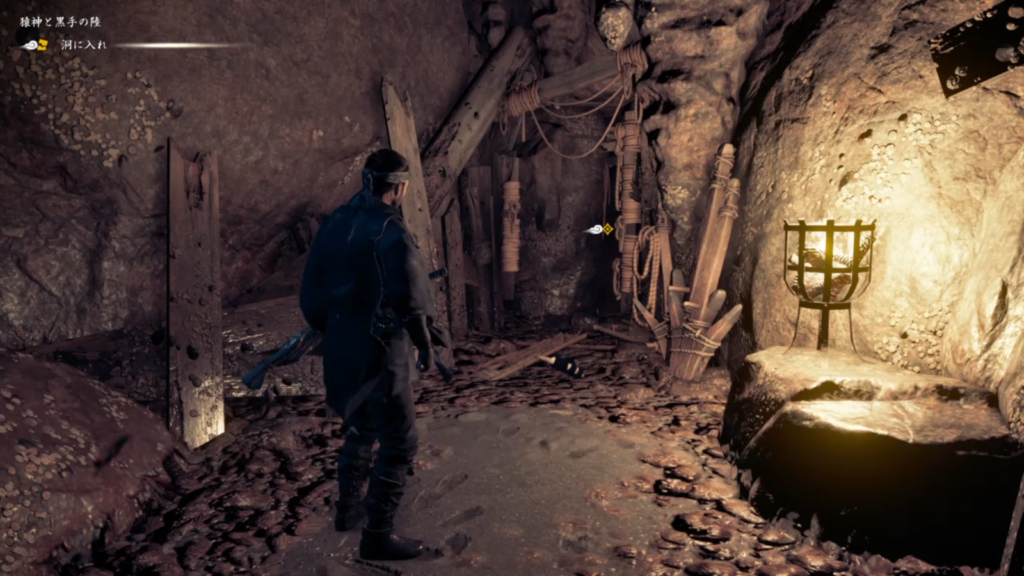 ゴーストオブツシマ　猿神と黒手の陸　入り口を破って洞に入る