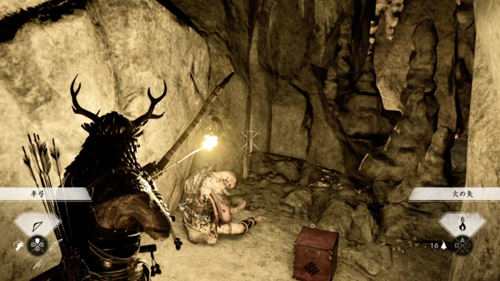 ゴーストオブツシマ　猿神と黒手の陸　火矢で照らしながら進む