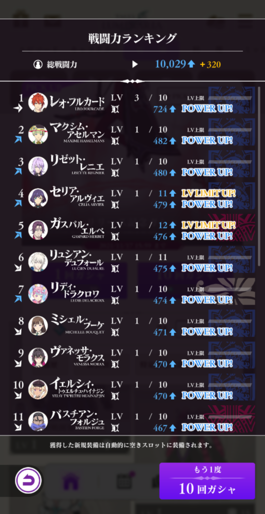 ガチャでキャラクターが強化される