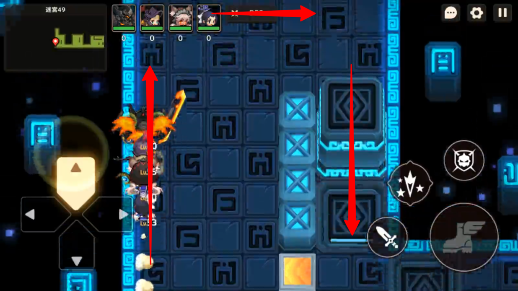 左端に並んだ赤ボタンを下から上に押す