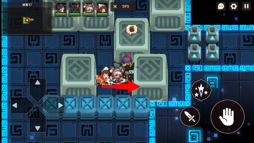 右下のブロックを右に動かす