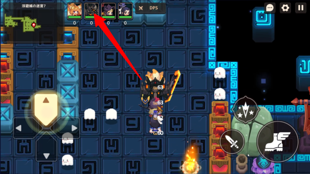 左上に進んでスイッチを押す