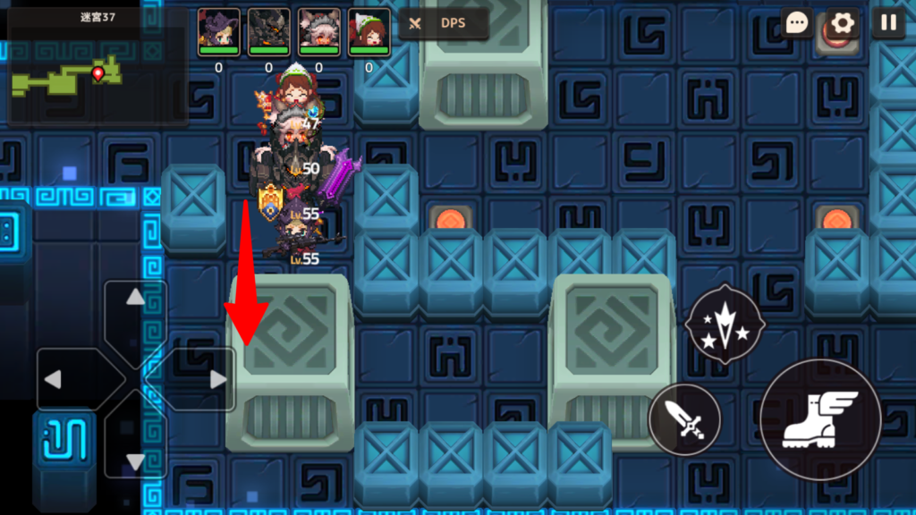 左のブロックを下に2マス下げる