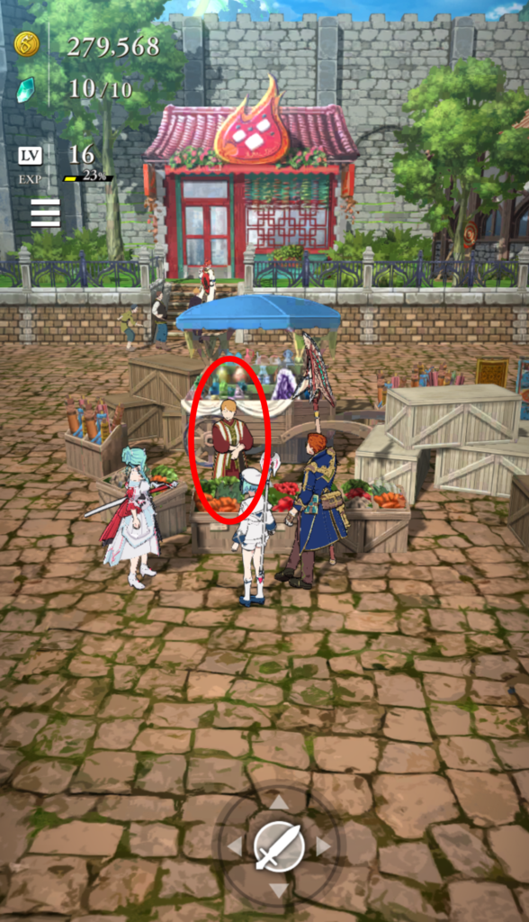 マーケット中央付近の女性と会話してレシピ入手