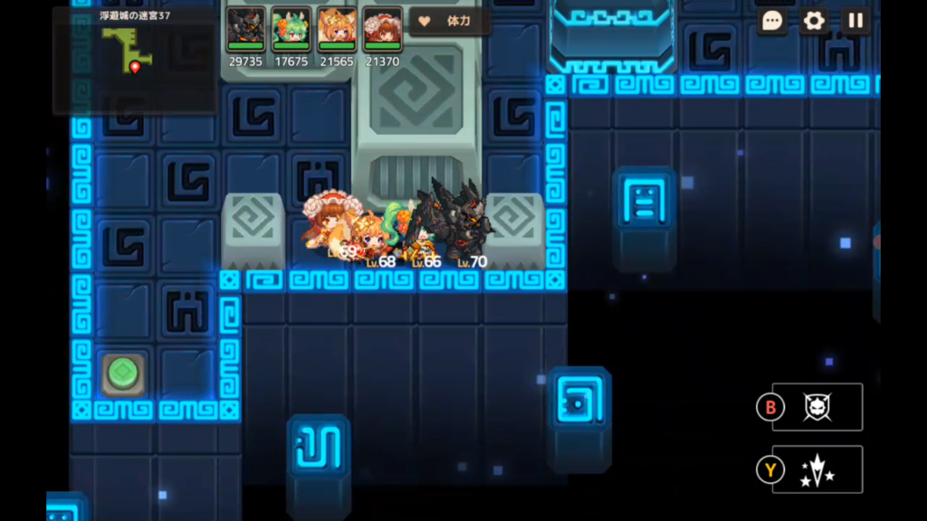 小さいブロックで赤ボタンを押す